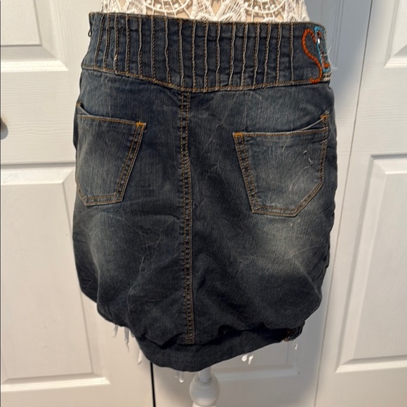 Dark Blue Denim Mini Skirt - Picture 3 of 10